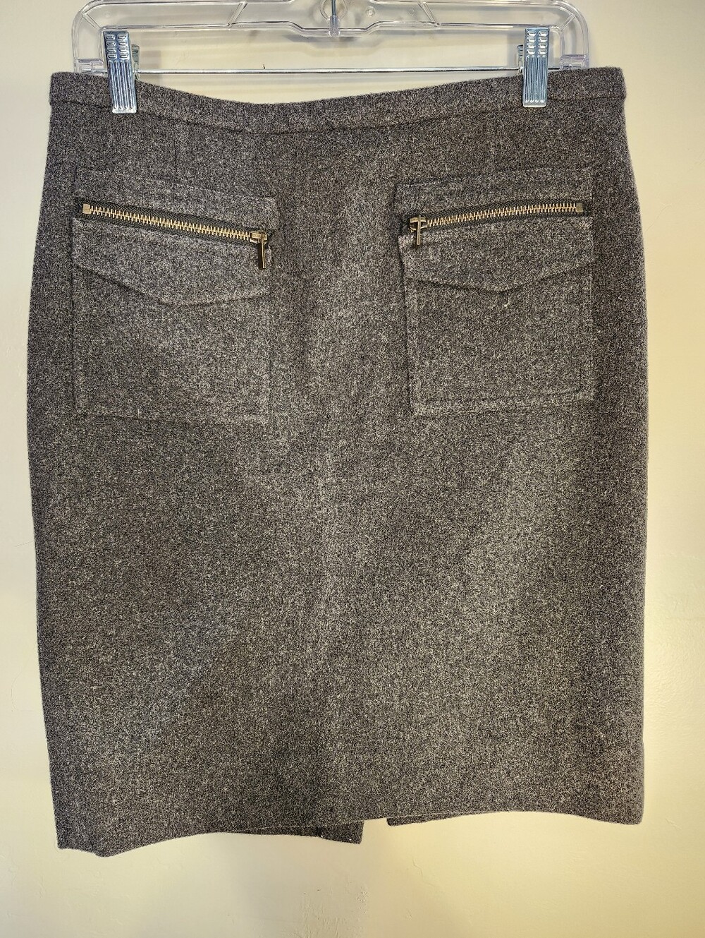 J. Crew Gray Wool Pencil Skirt with Front Zip Pockets